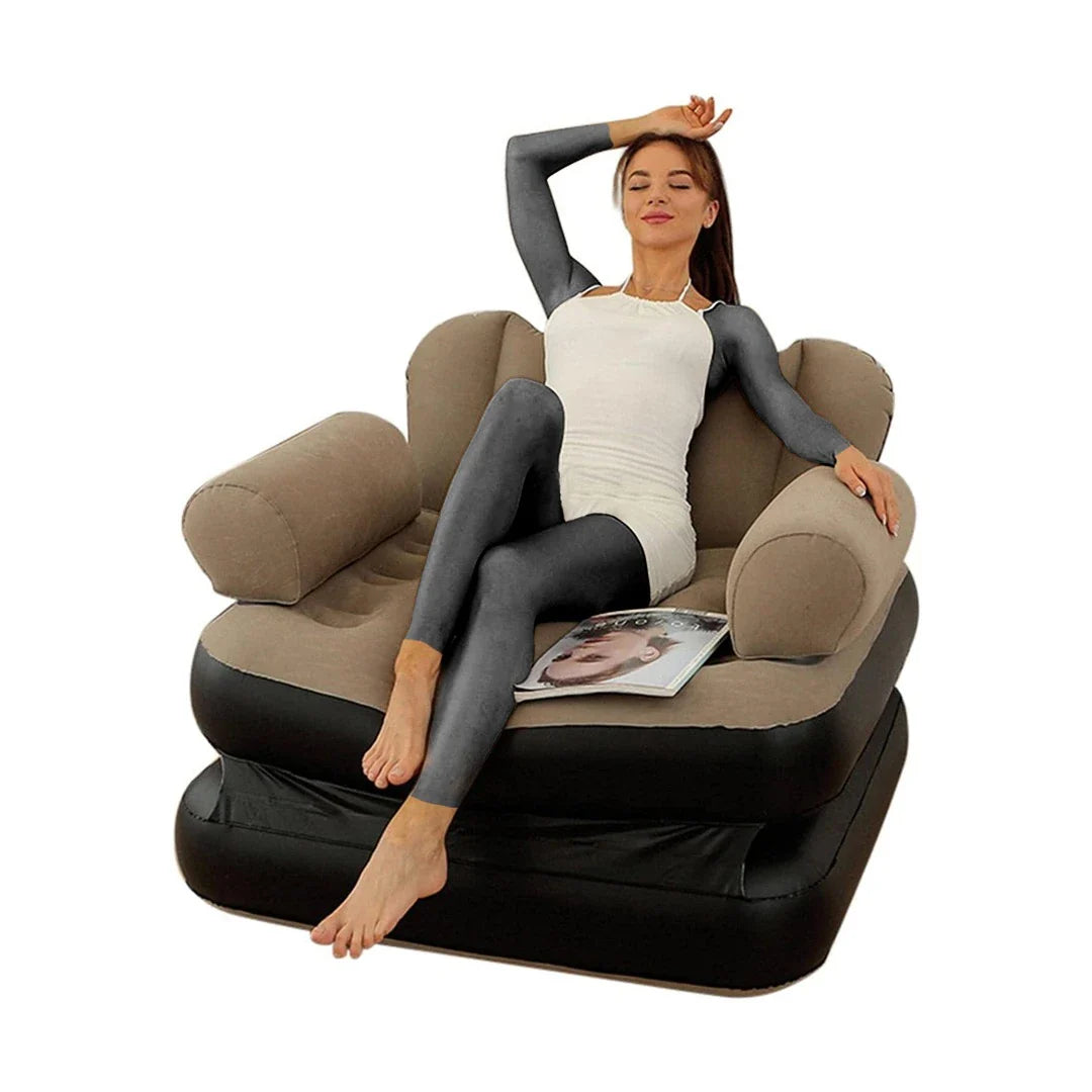 سرير و أريكة 2في1 قابل للنفخ مع مسند للذراعين