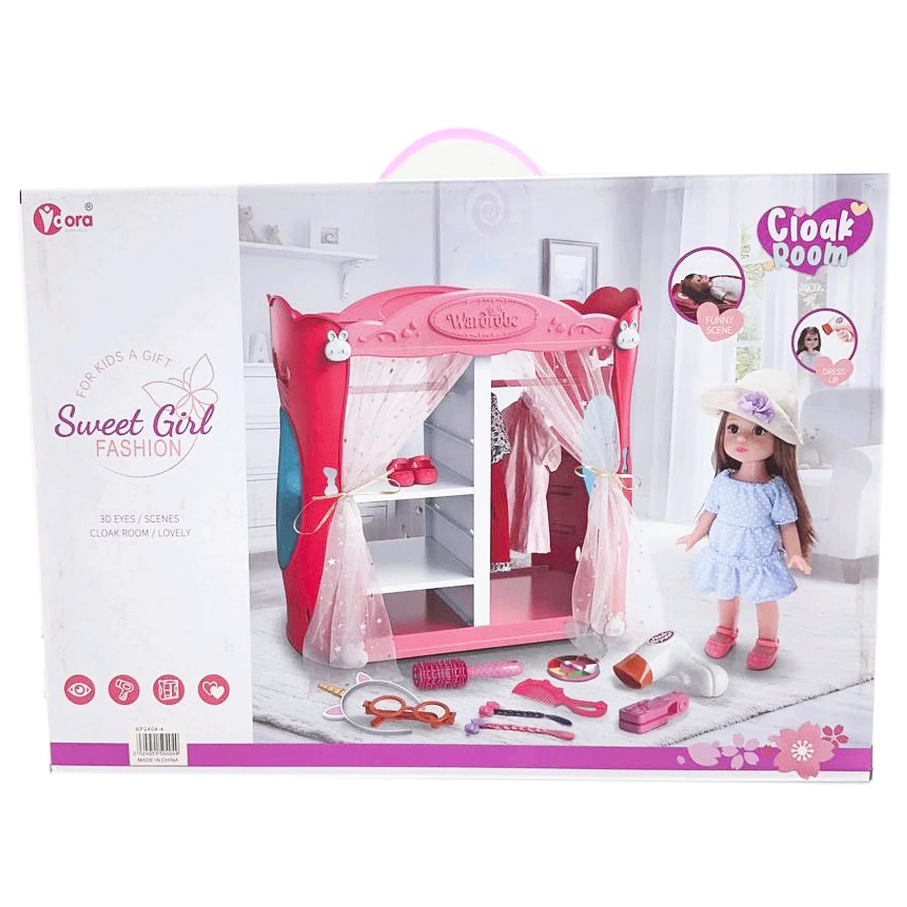 دمية أزياء الفتاة الحلوة مع خزانة