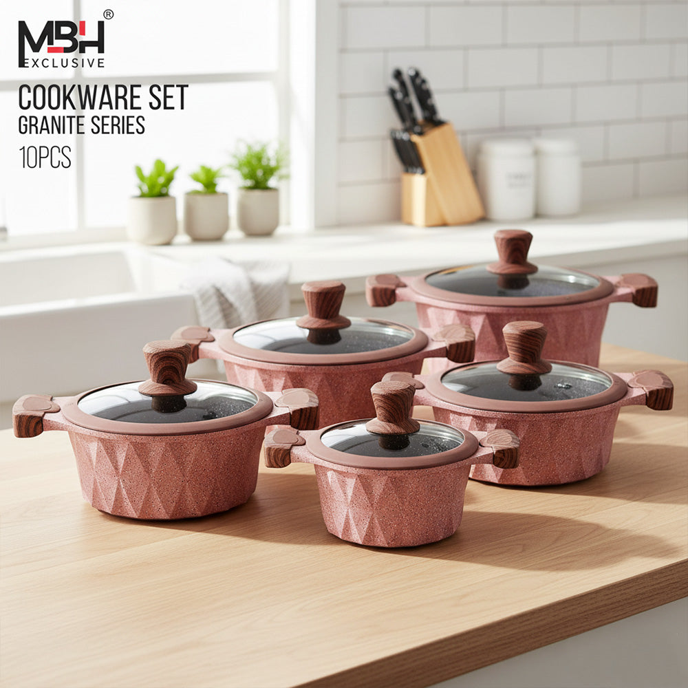 مجموعة أواني طهي من الجرانيت الفاخر، مكونة من 10 قطع