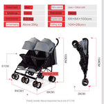 عربة أطفال توأم قابلة للطي،