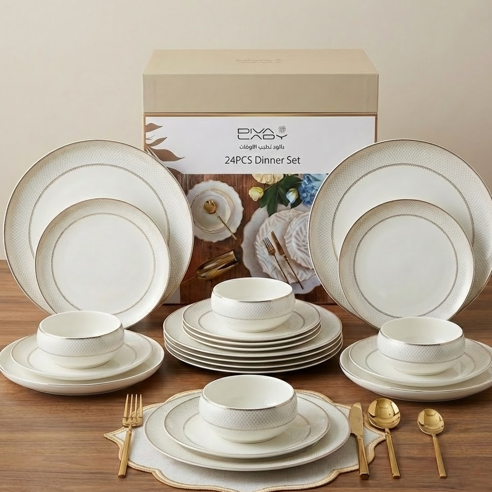 طقم أطباق مائدة فاخر 24 قطعة