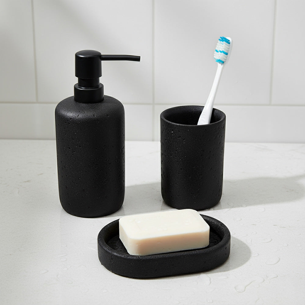 طقم حمام دائري بنقشة حجرية – 3 قطع