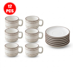 طقم فناجين وصحون قهوة سيراميك 12 قطعة