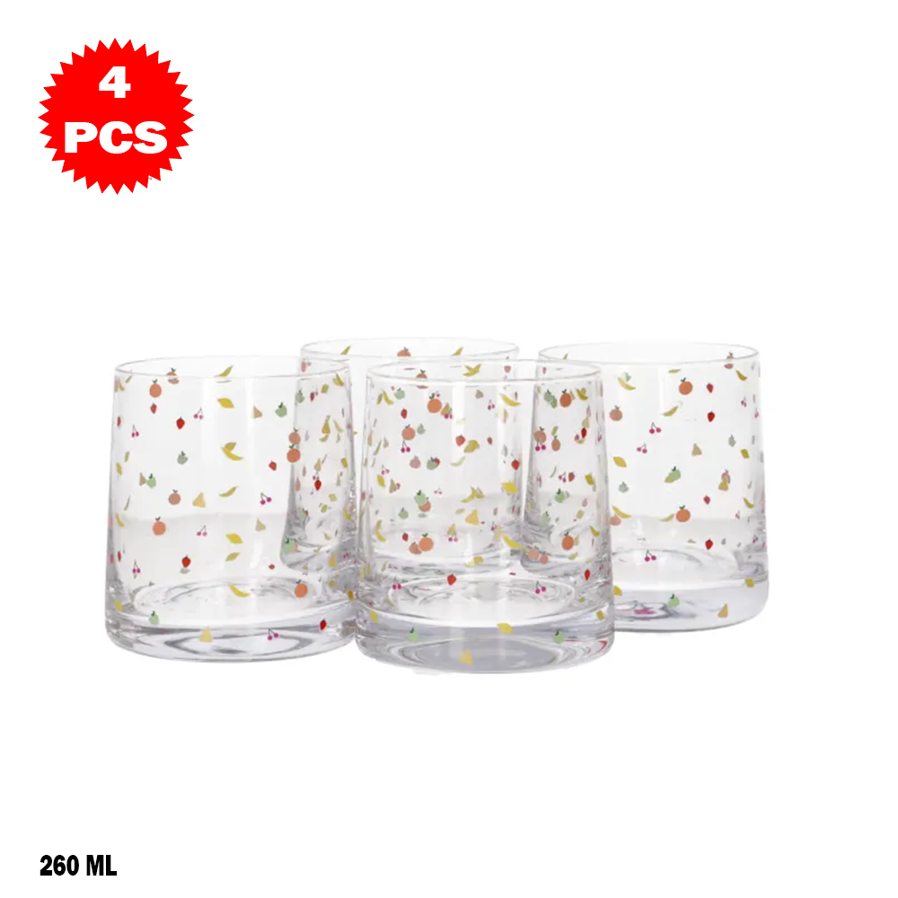 طقم أكواب زجاجية فاخرة – 4 قطع (260 مل)