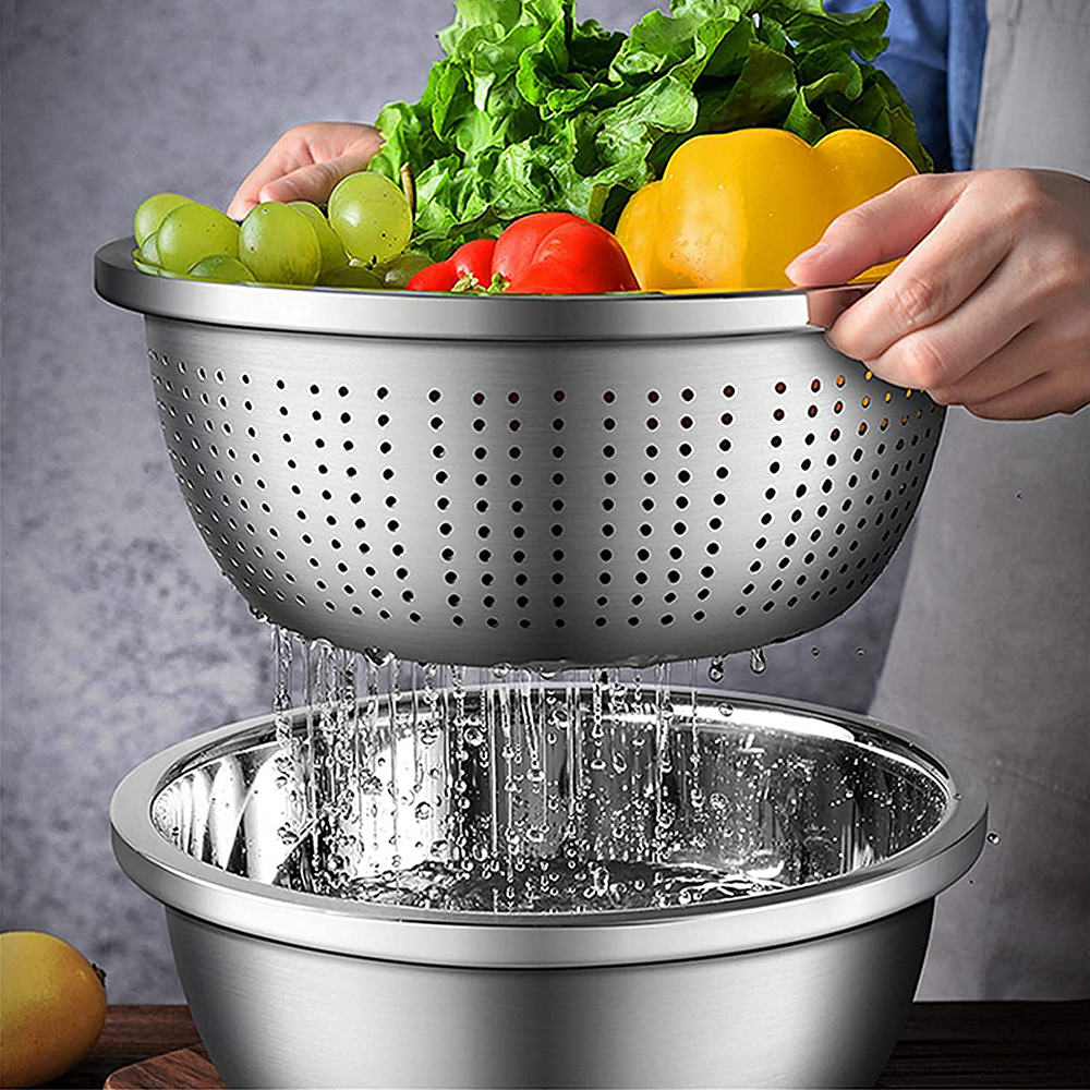 طقم مصفاة وحوض من الفولاذ