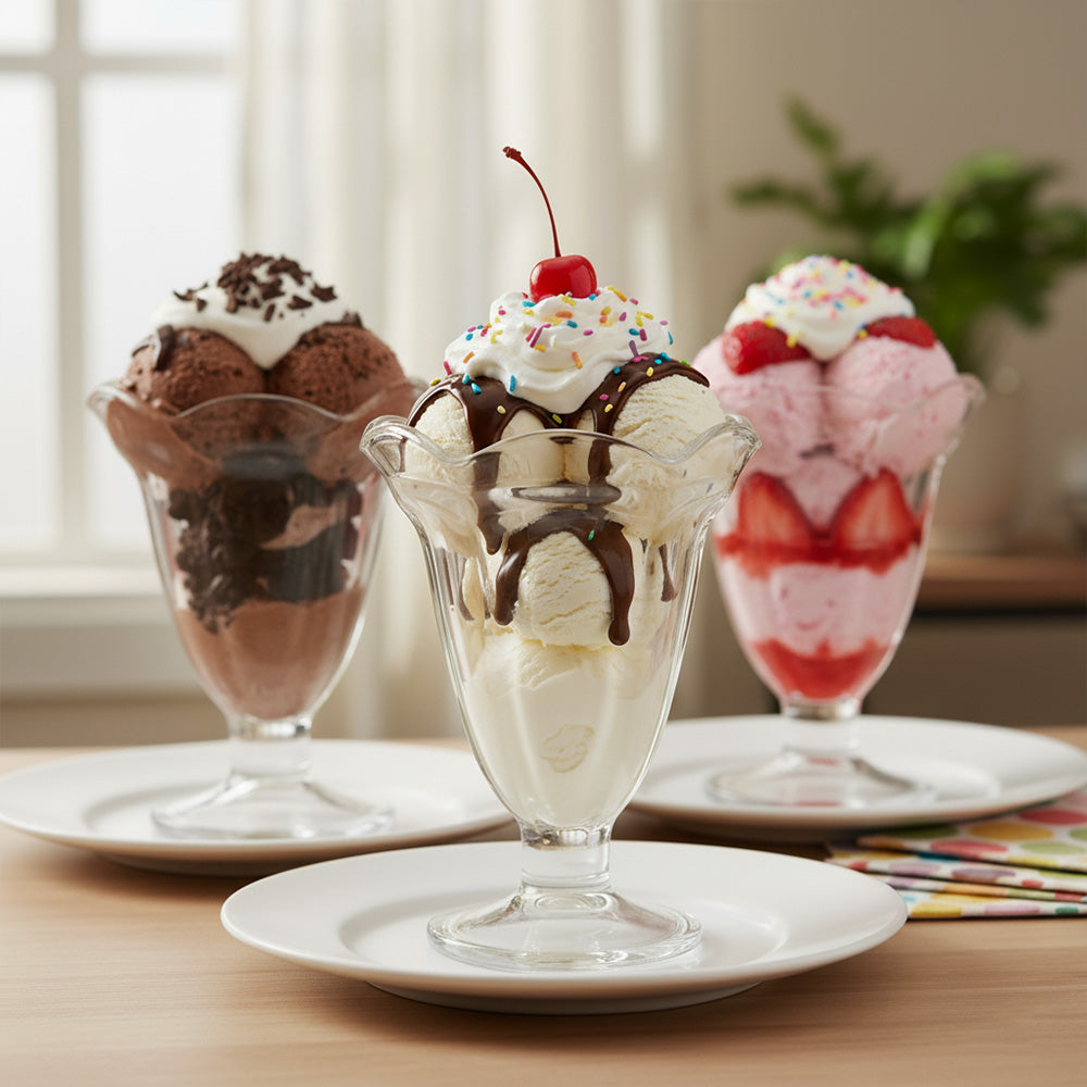 كوب آيس كريم زجاجي كلاسيكي 3*185 مل