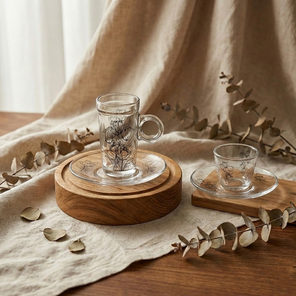 طقم استكانة وفنجان 18 قطعة