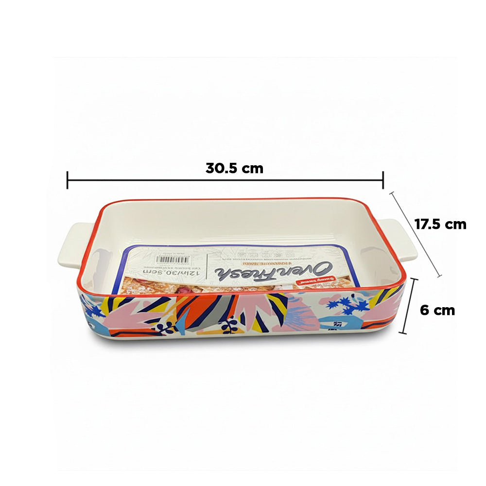 صينية سيراميك بنقش زهور ملونة