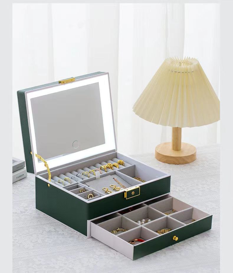 صندوق مجوهرات نسائي 2 طبقة
