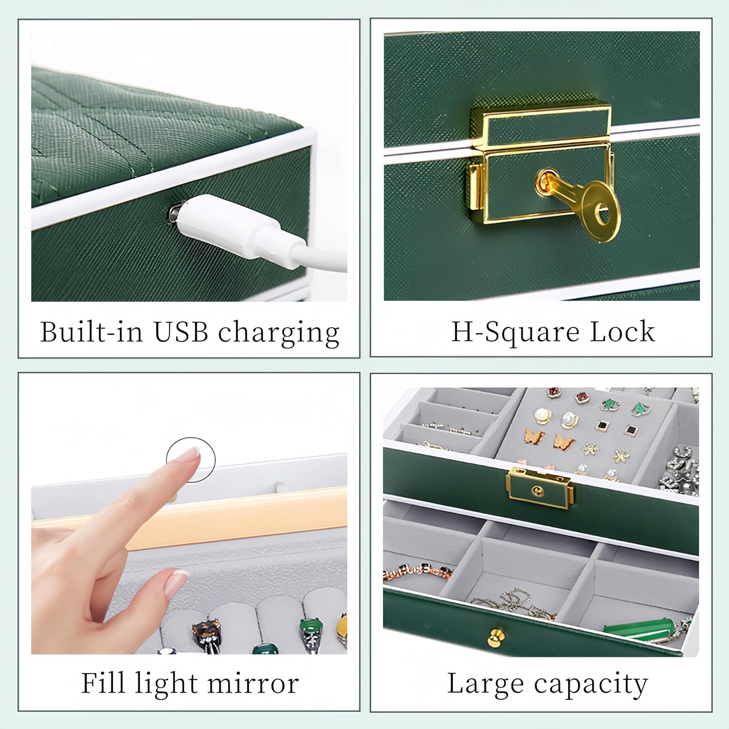 صندوق مجوهرات نسائي 2 طبقة