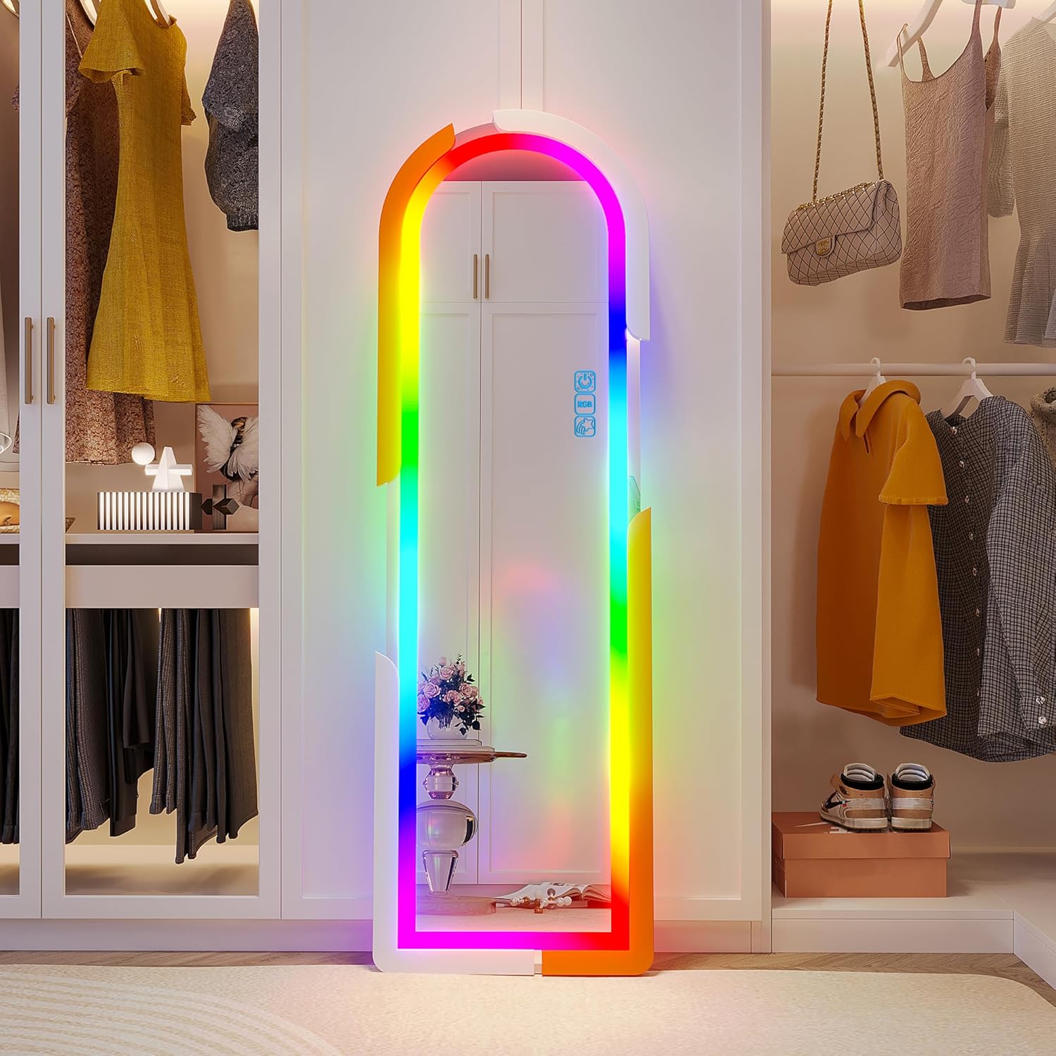 مرآة كاملة للتعليق على الحائط بإضاءة