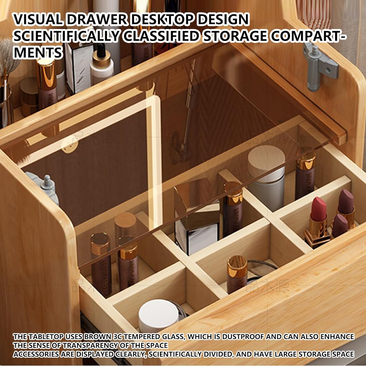 طاولة لمستحضرات التجميل مع مرآة مضيئة