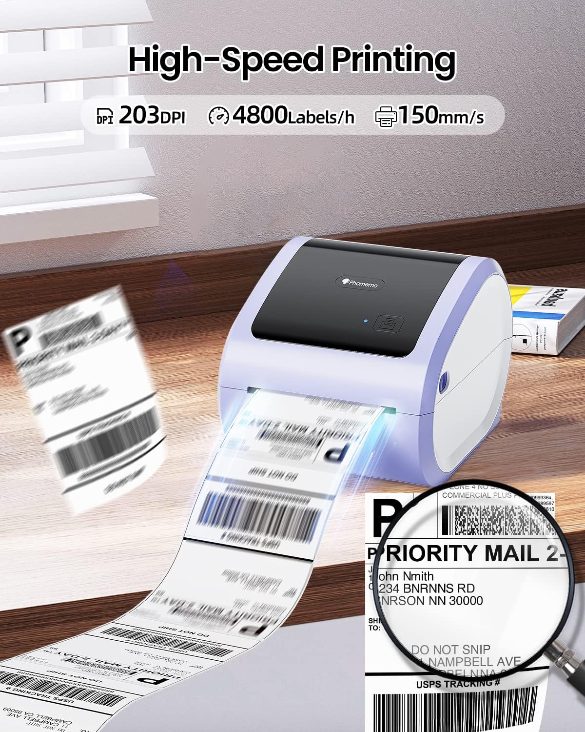 Phomemo D520-BT Thermal Label Printer / Purple