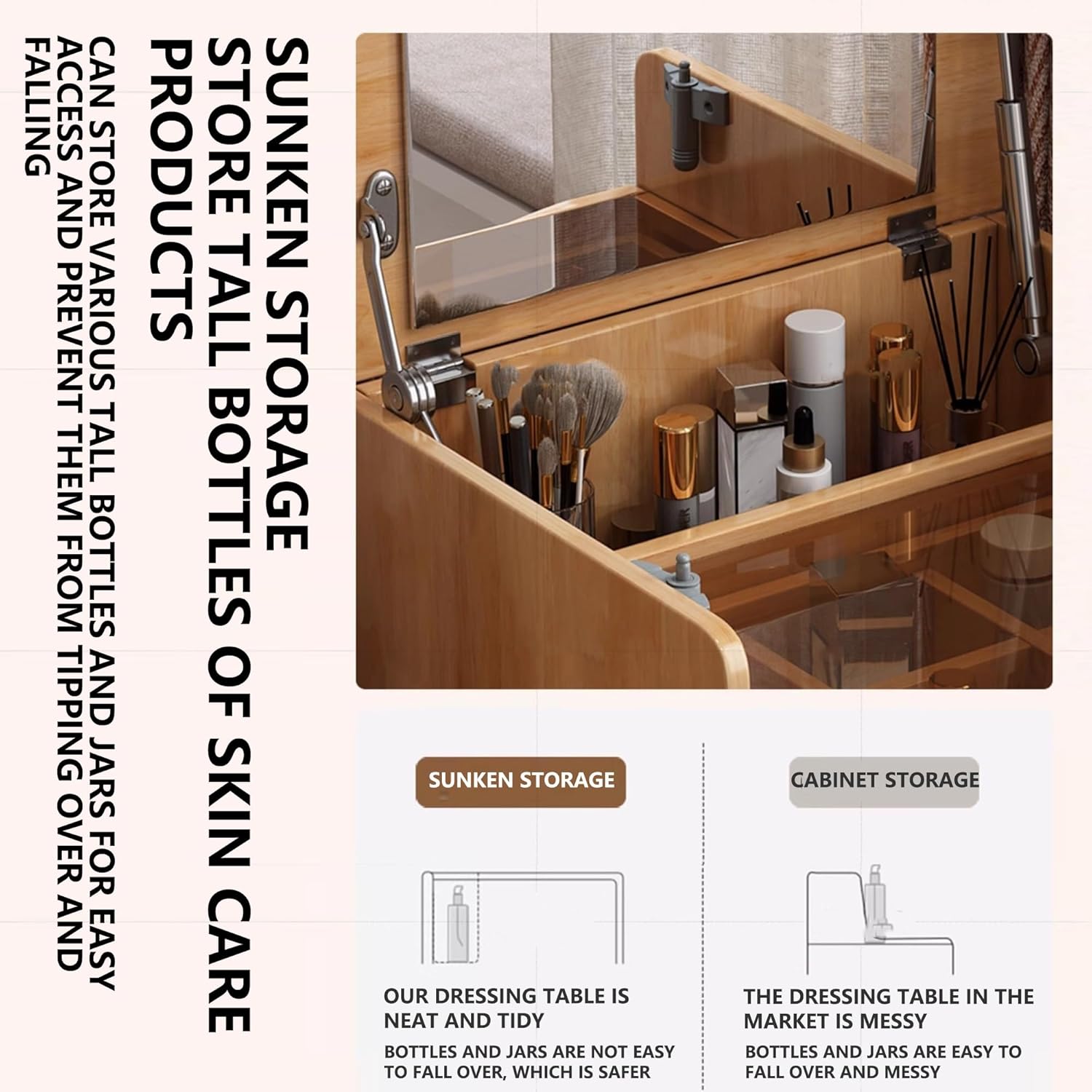 طاولة لمستحضرات التجميل مع مرآة مضيئة