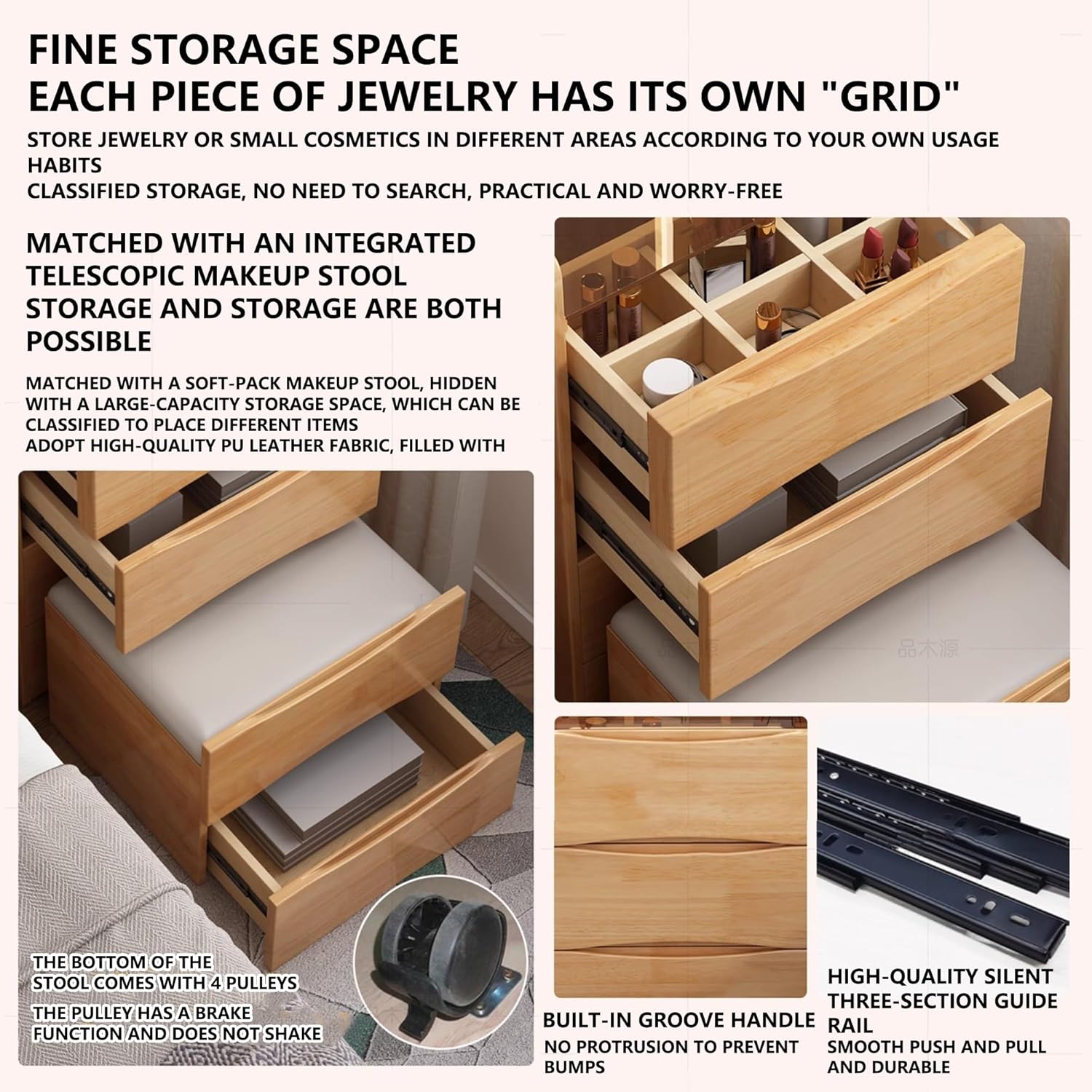 طاولة لمستحضرات التجميل مع مرآة مضيئة