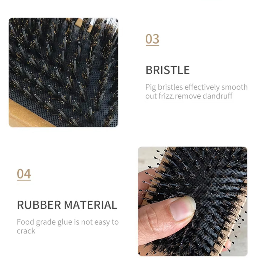 فرشاة شعر خشبية  مضادة للكهرباء