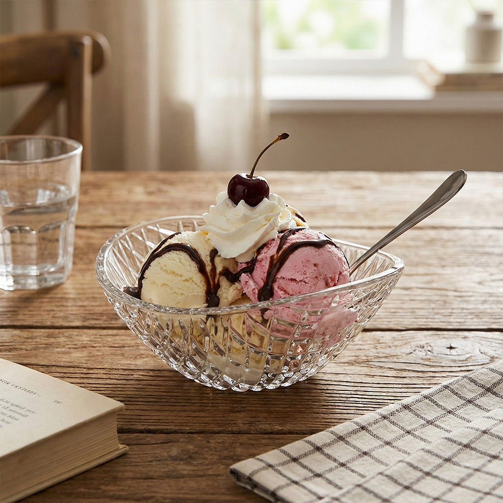 وعاء تقديم زجاجي مقطوع بالكريستال