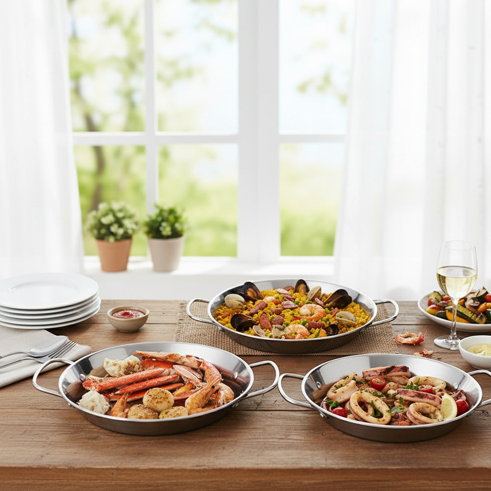 مقلاة مأكولات بحرية من الفولاذ المقاوم للصدأ - أحجام متعددة