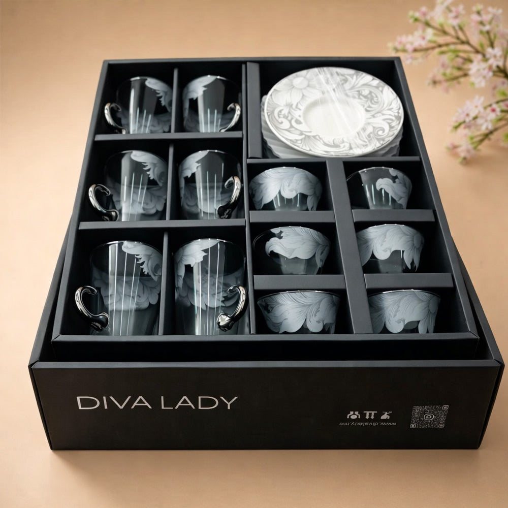 طقم استكانه وفنجان 18 قطعة