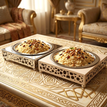 طبق تقديم أرز بقاعدة معدنية