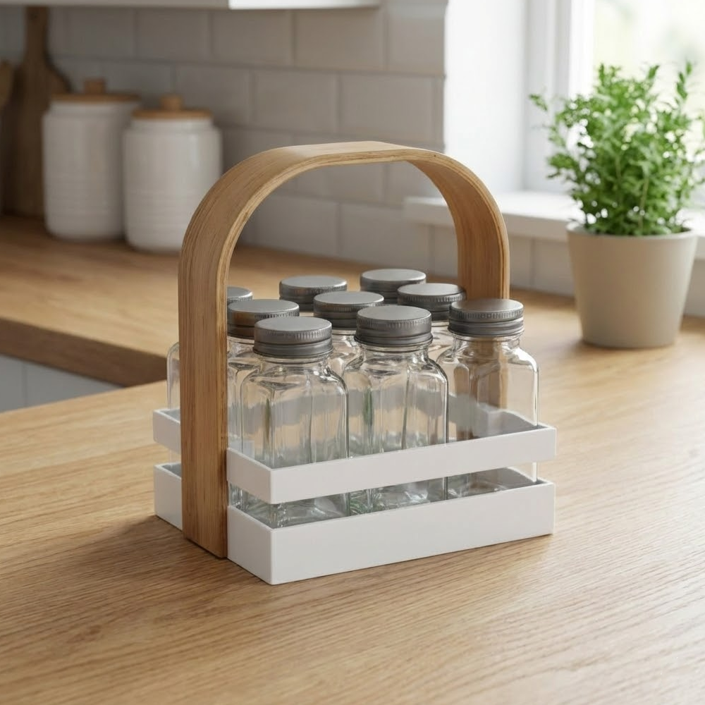 حامل توابل مع 9 عبوات زجاجية