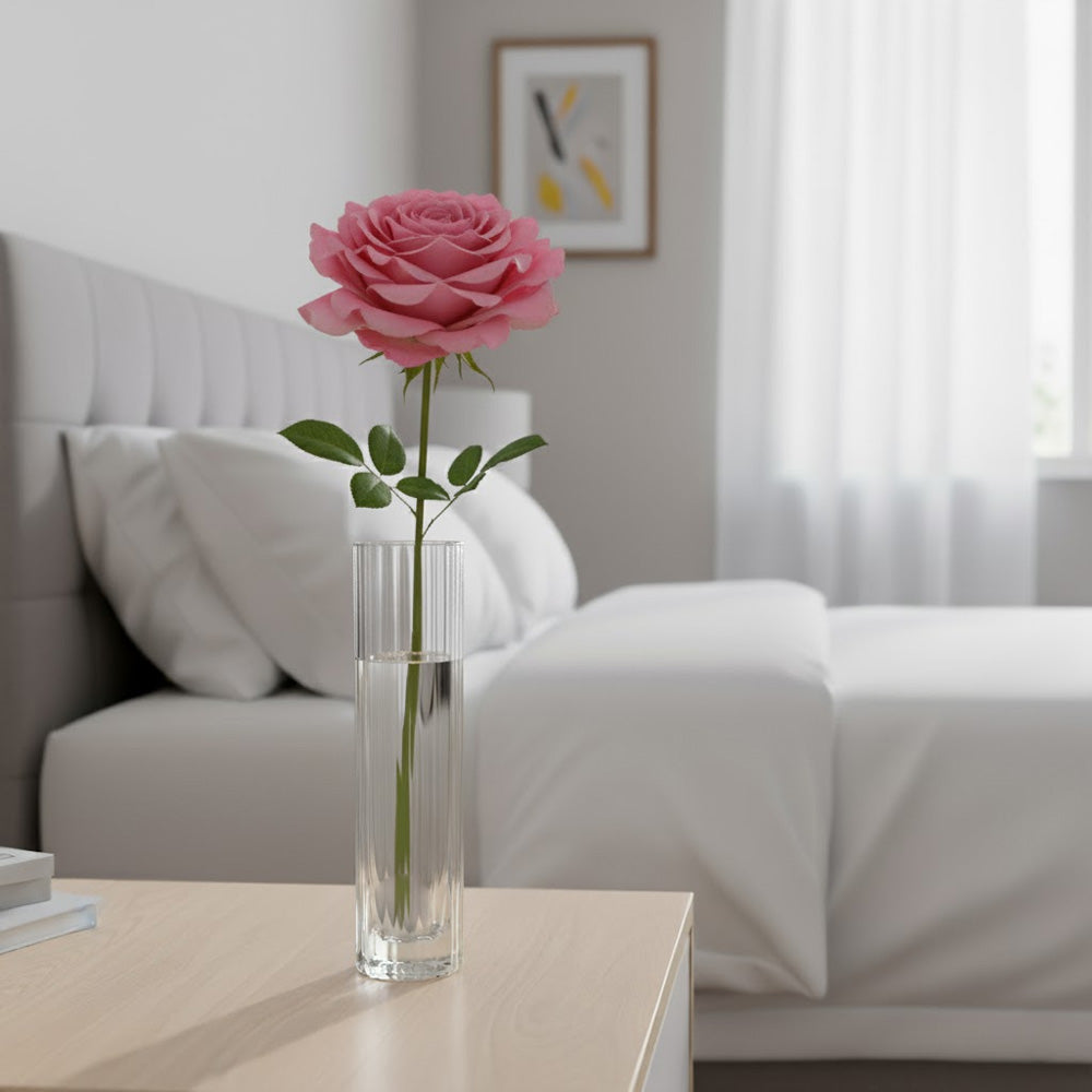 مزهرية زجاجية شفافة