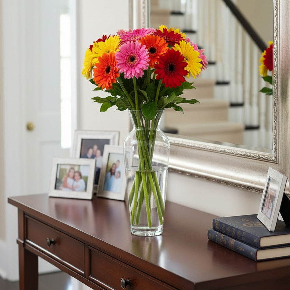 مزهرية زجاجية شفافة