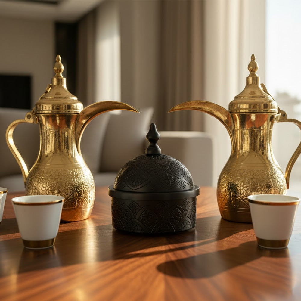 وعاء تمر معدني مزخرف كبير