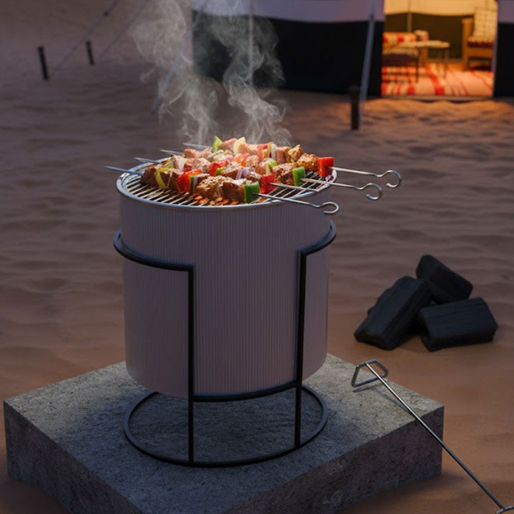 موقد و شواية فحم معدنية شكل بيضاوي