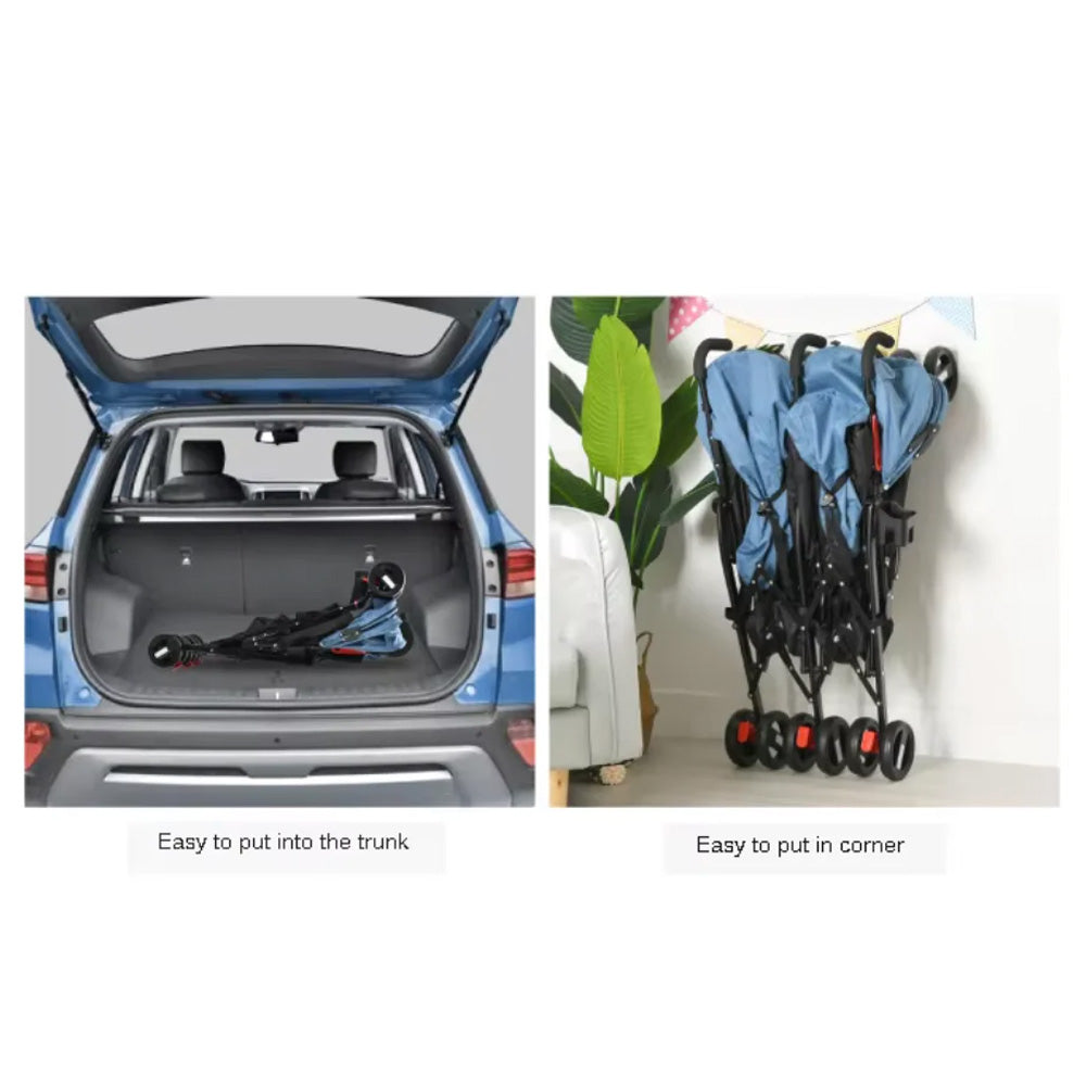 عربة أطفال توأم قابلة للطي،
