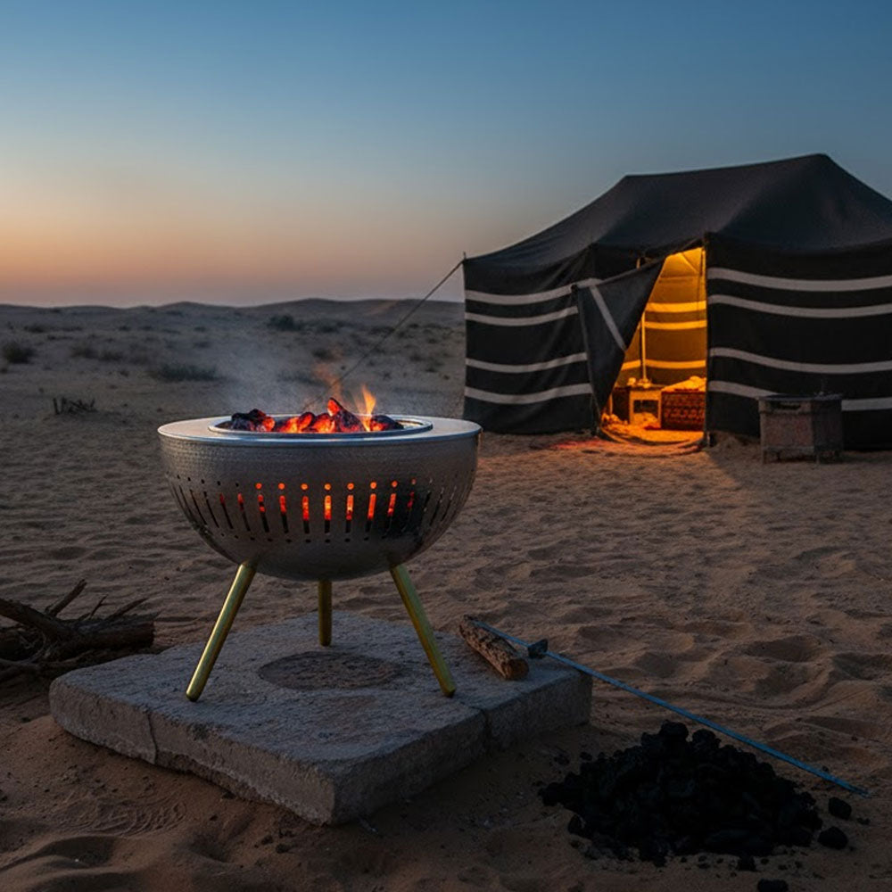 موقد و شواية فحم معدنية بتصميم أنيق وعصري