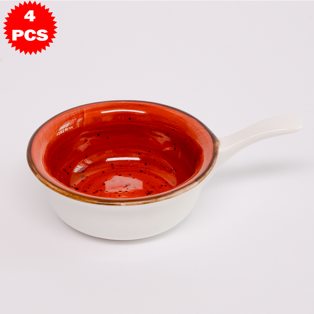 طقم تقديم سيراميك مع قاعدة خشب بامبو – 4 قطع