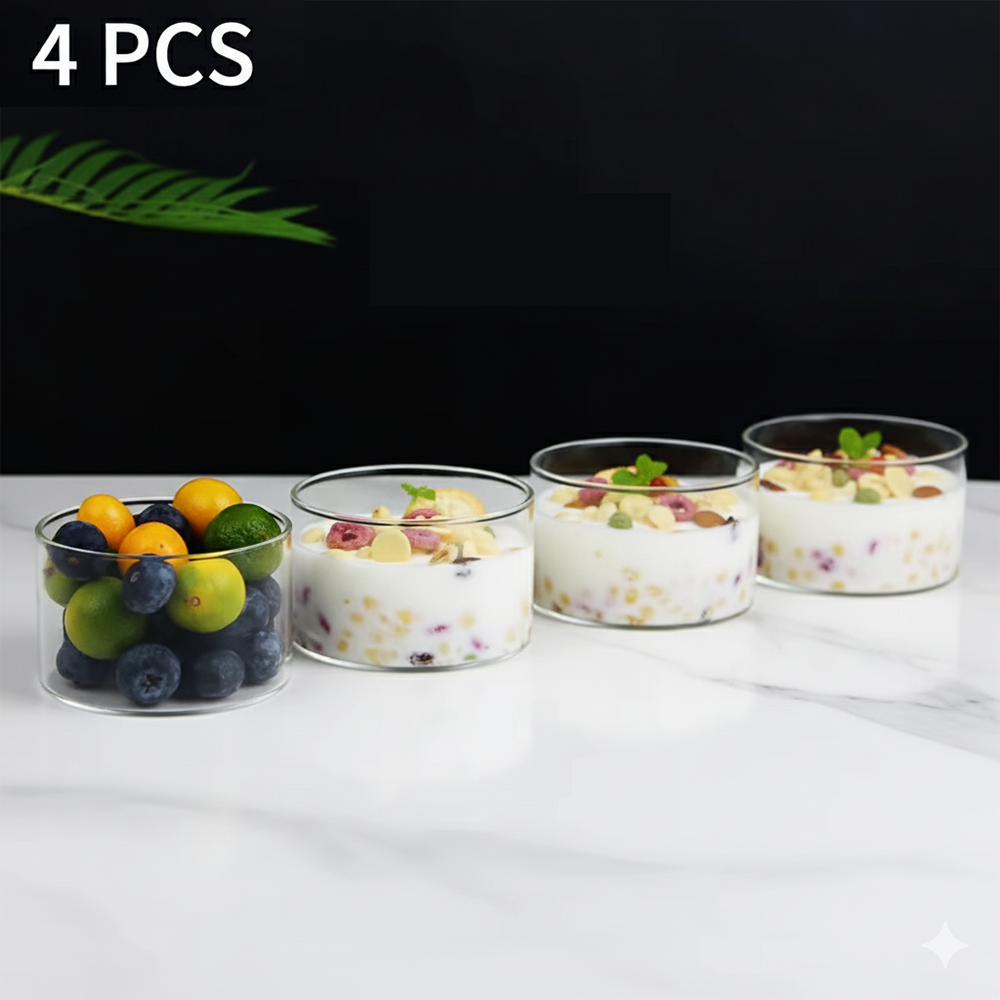 طقم أكواب تقديم زجاجية شفافة 4 قطع (245 مل)