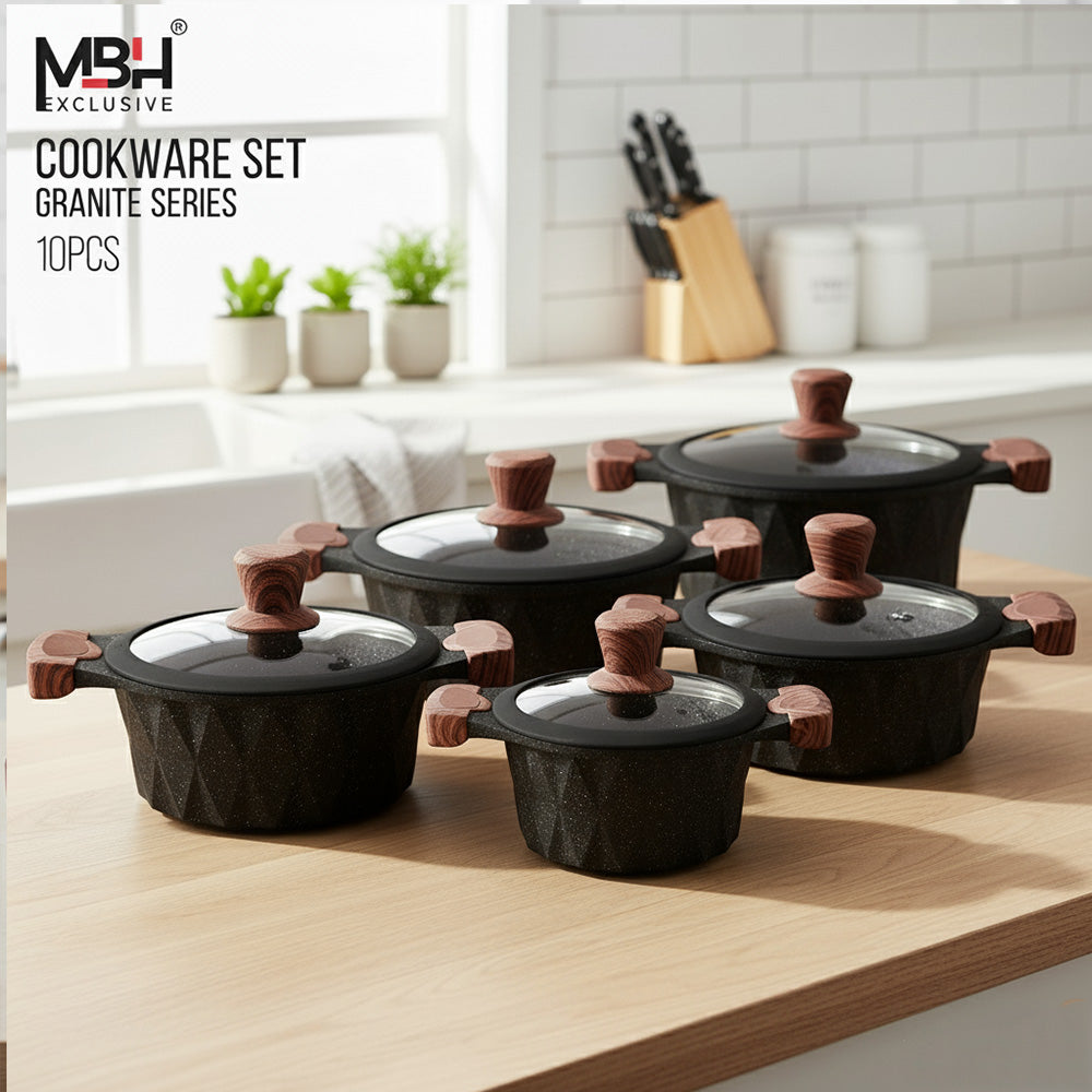 مجموعة أواني طهي من الجرانيت الفاخر، مكونة من 10 قطع