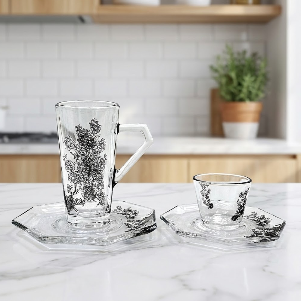 طقم استكانة وفنجان 18قطعة