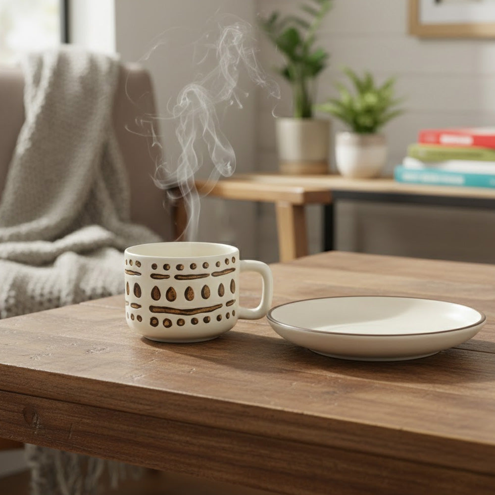 طقم فناجين وصحون قهوة 12 قطعة