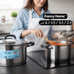 قدر طبخ طويل ستانلس بغطاء