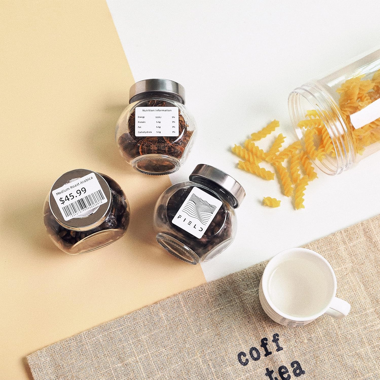 ‏ملصقات طابعة فوميمو 40x30mm / 230Pcs مربع / كاكي