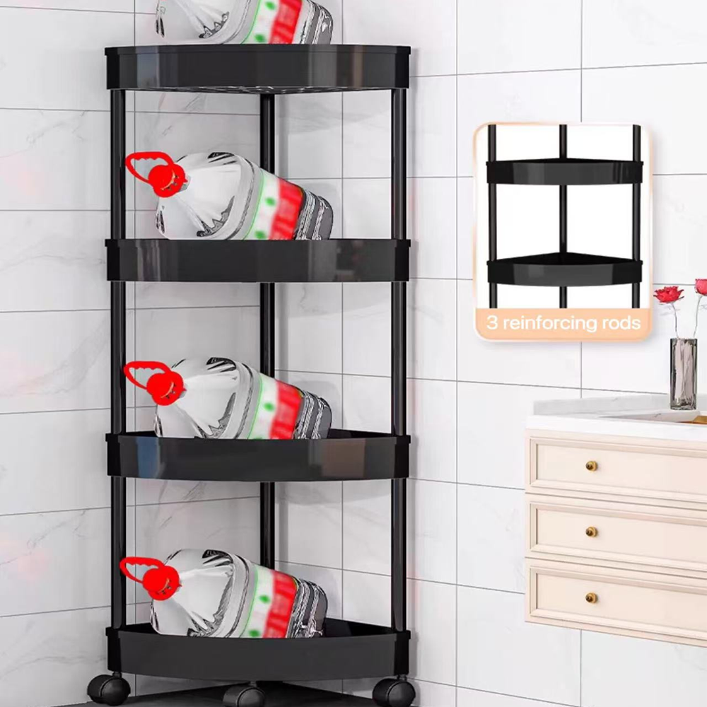 رف تخزين زاوية متعددة الطوابق بعجلات