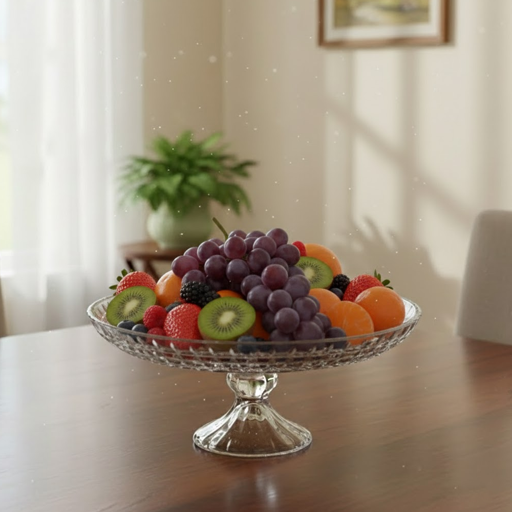 طبق تقديم زجاجي فاخر على قاعدة