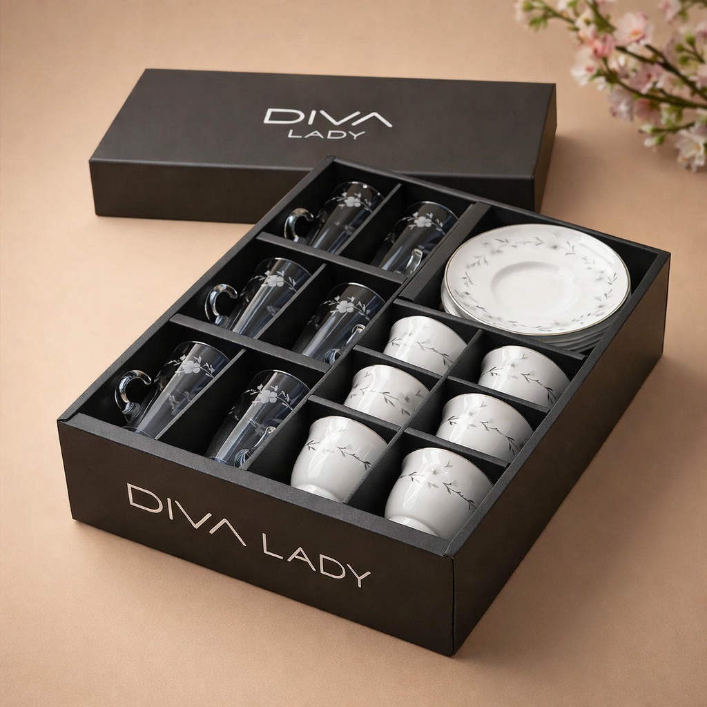 طقم استكانه وفنجان 18 قطعة