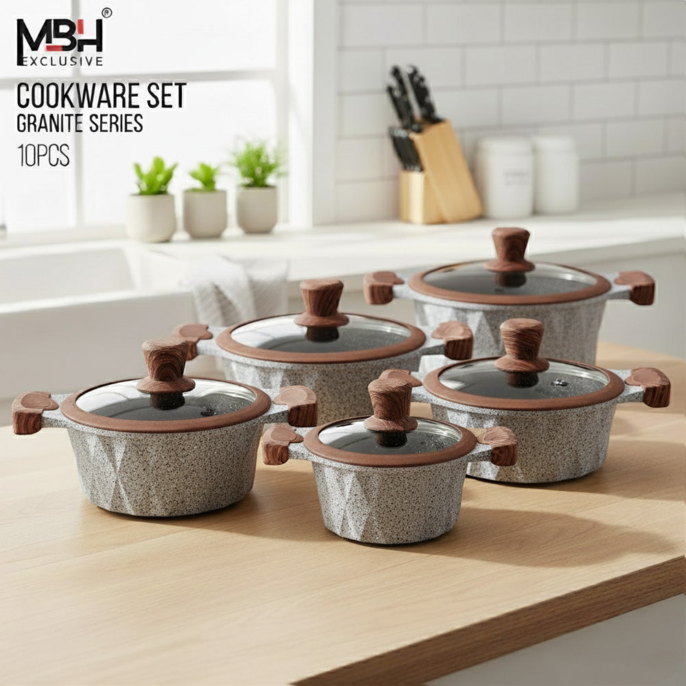 مجموعة أواني طهي من الجرانيت الفاخر، مكونة من 10 قطع
