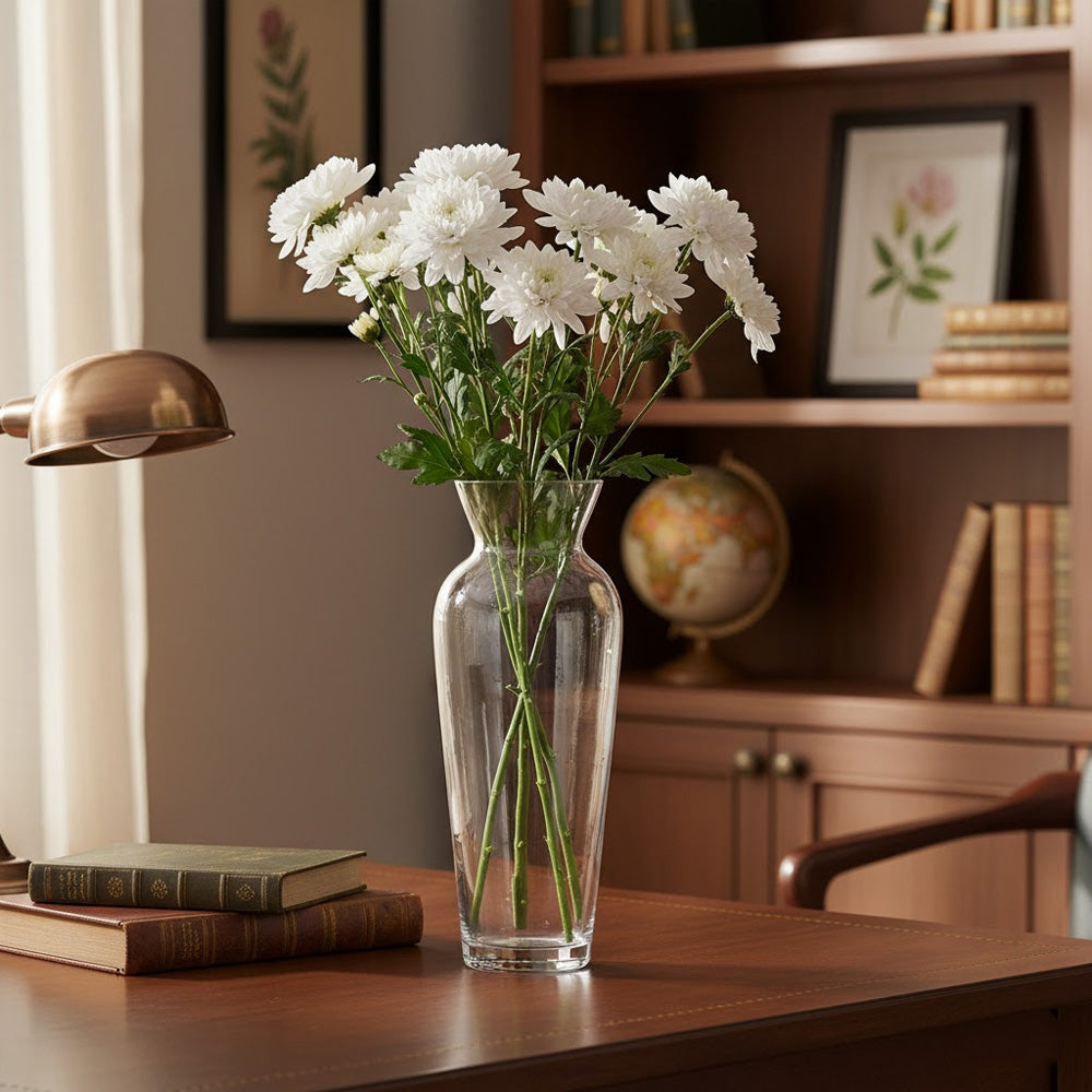 مزهرية زجاجية شفافة - تصميم أنيق لديكور المنزل