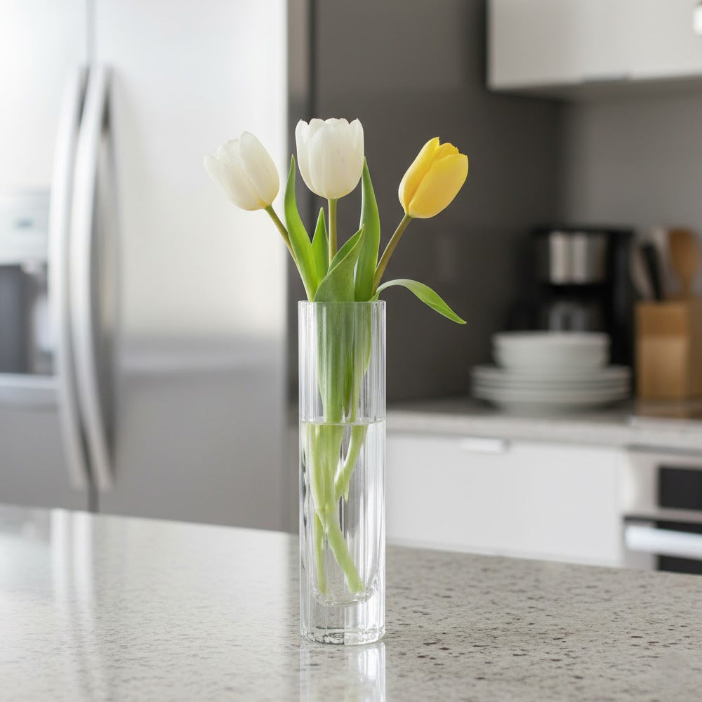 مزهرية زجاجية شفافة