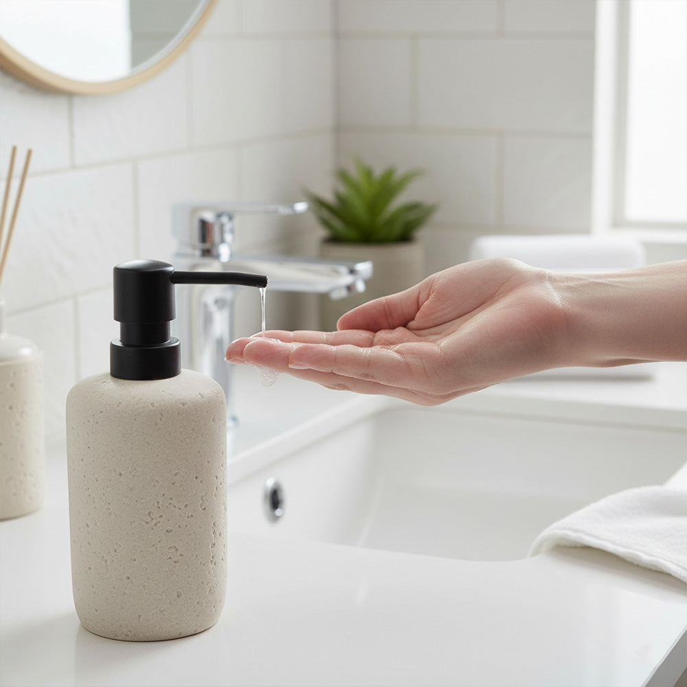 طقم حمام دائري بنقشة حجرية – 3 قطع