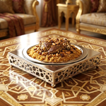 طبق تقديم أرز بقاعدة معدنية