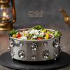 وعاء سلطة معدني بزخارف ورد