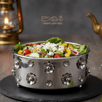 وعاء سلطة معدني بزخارف ورد