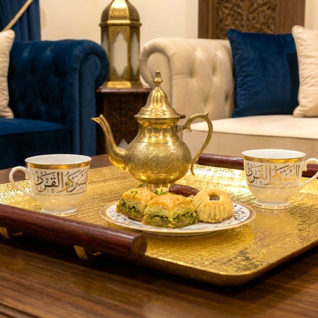 صينية تقديم وسط مربعة