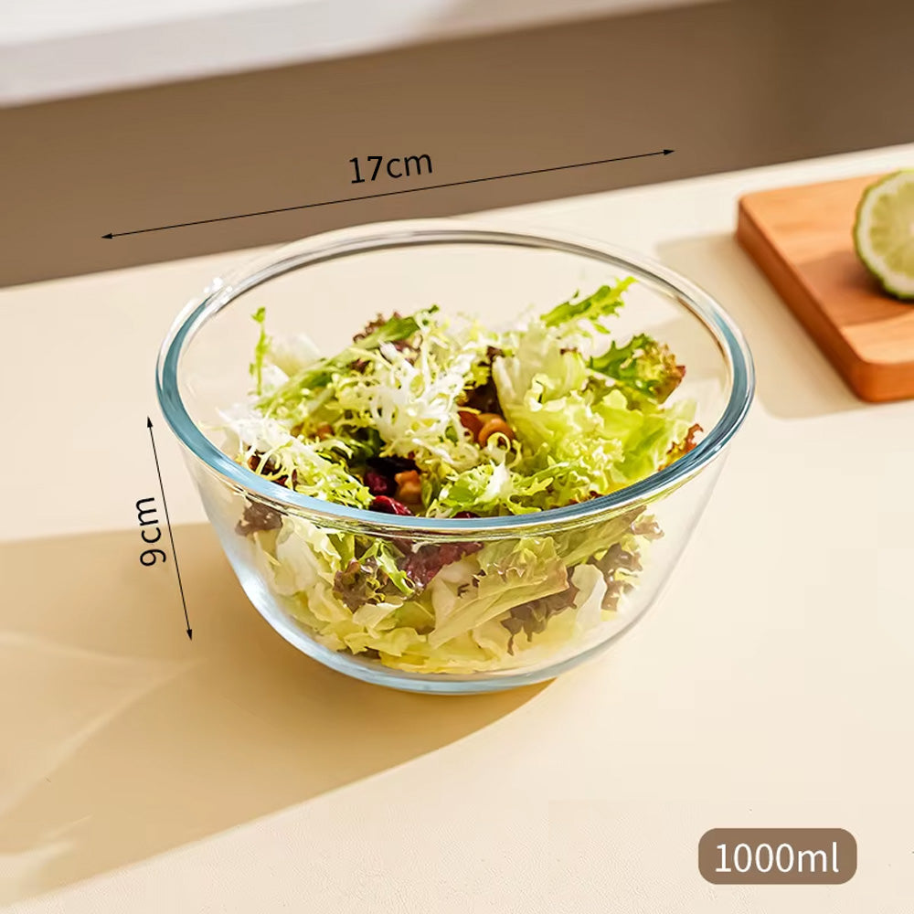 مجموعة أوعية خلط زجاجية - أوعية شفافة مقاومة للحرارة (500 مل - 2700 مل)